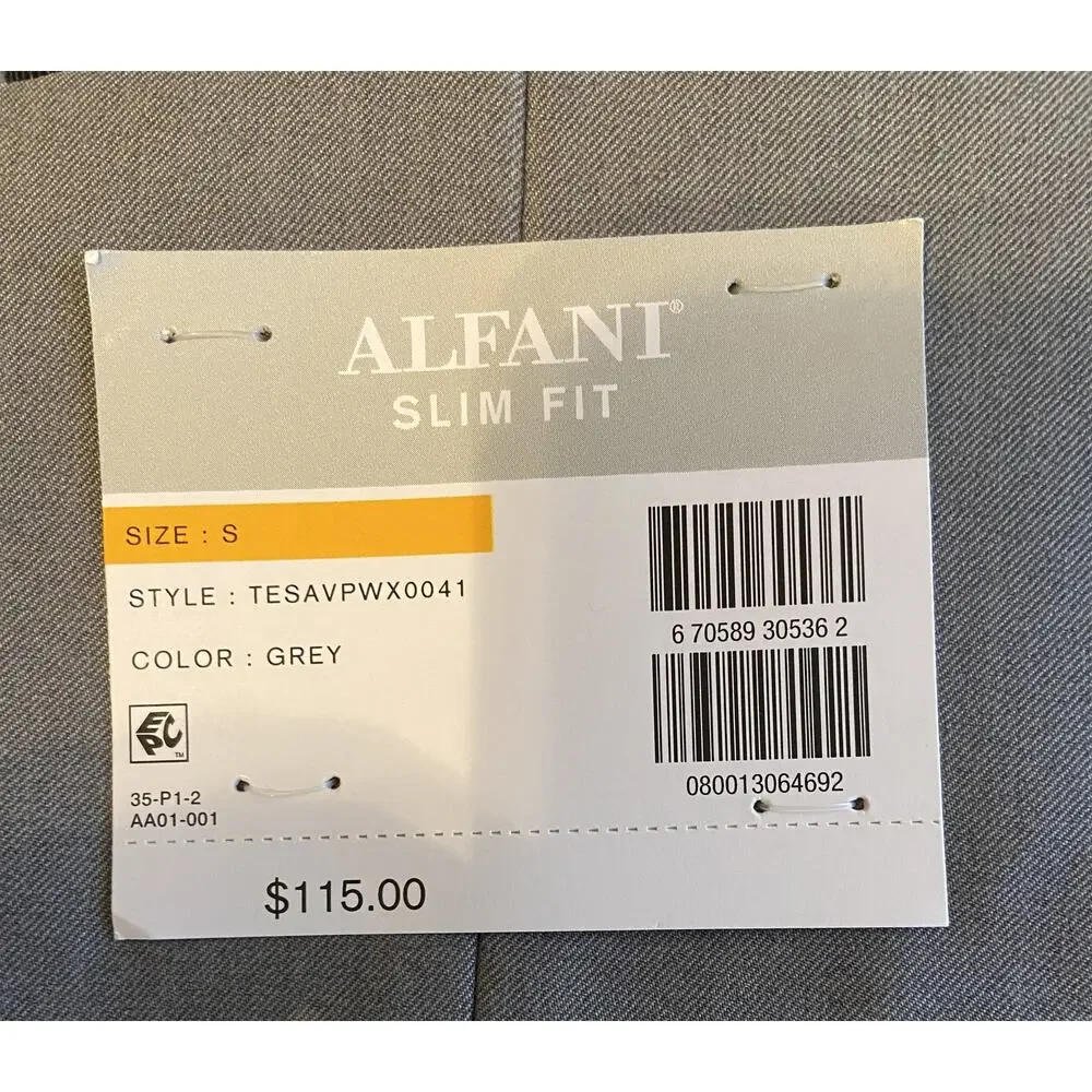 Alfani Tuxedo Vest Men's Small Slim Fit Stretch Fabric Grey & Black NWT